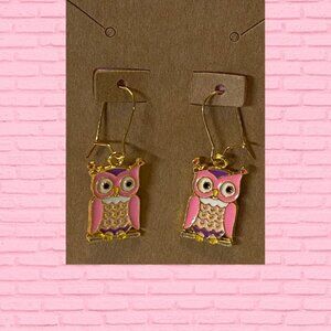 Children's Pink and Purple Owl Earrings